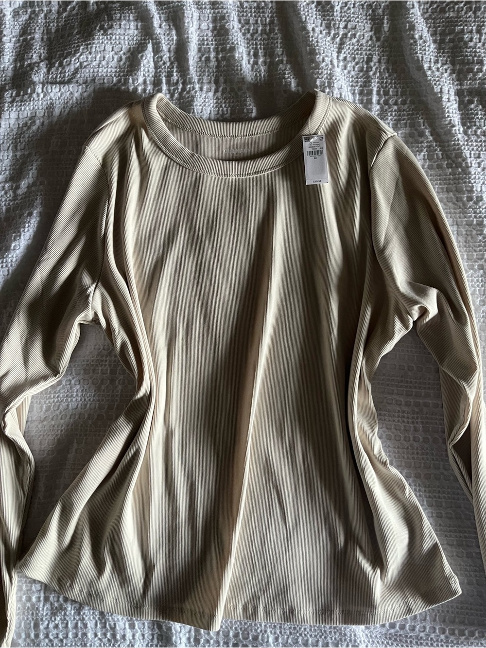 Old Navy Women's Long Sleeve Crewneck Top in Beige